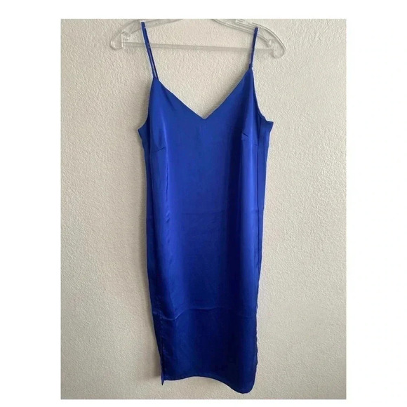 🆕Shinestar Satin Split Hem Cami Dress Royal Blue XS🆕 - Picture 2 of 9